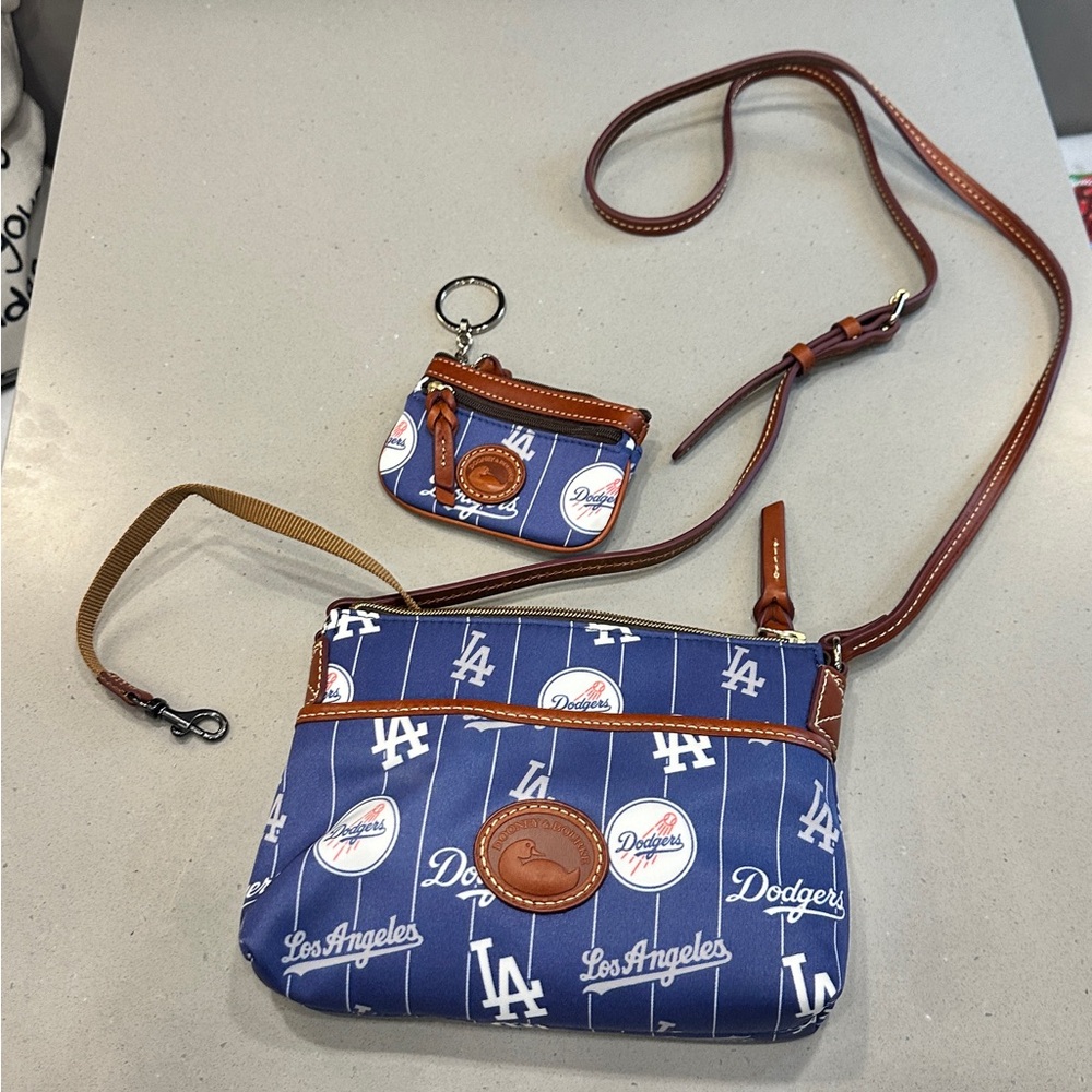 Blue LA Dodgers Crossbody Bag and Coin Pouch